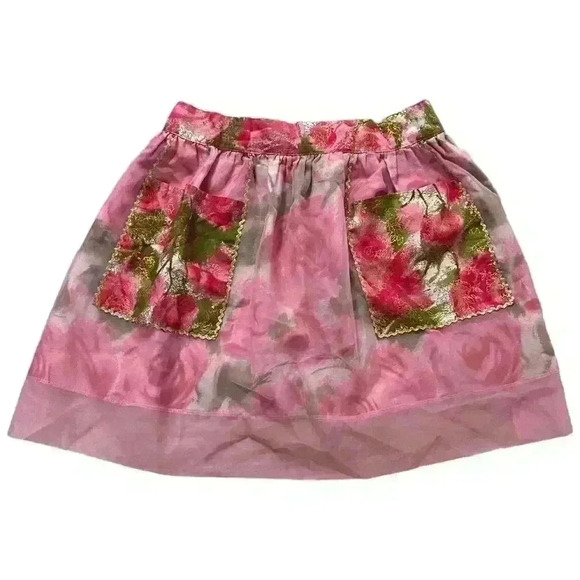 Hot Pink Rose Floral Mesh Vintage 70’s Apron - Picture 1 of 4